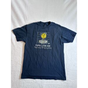 Anchor Blue Cops Love Me Taking My Picture Blue Short Sleeve Shirt Men's Medium